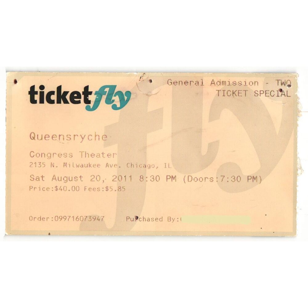 2011 Queensryche Voodoos Concert Ticket Stub Chicago IL